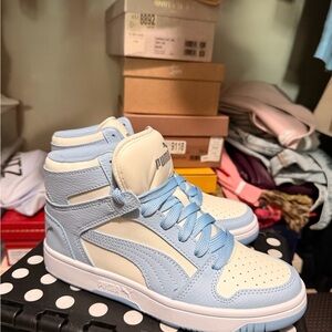 Puma High-Top Sneakers - Light Blue and Cream